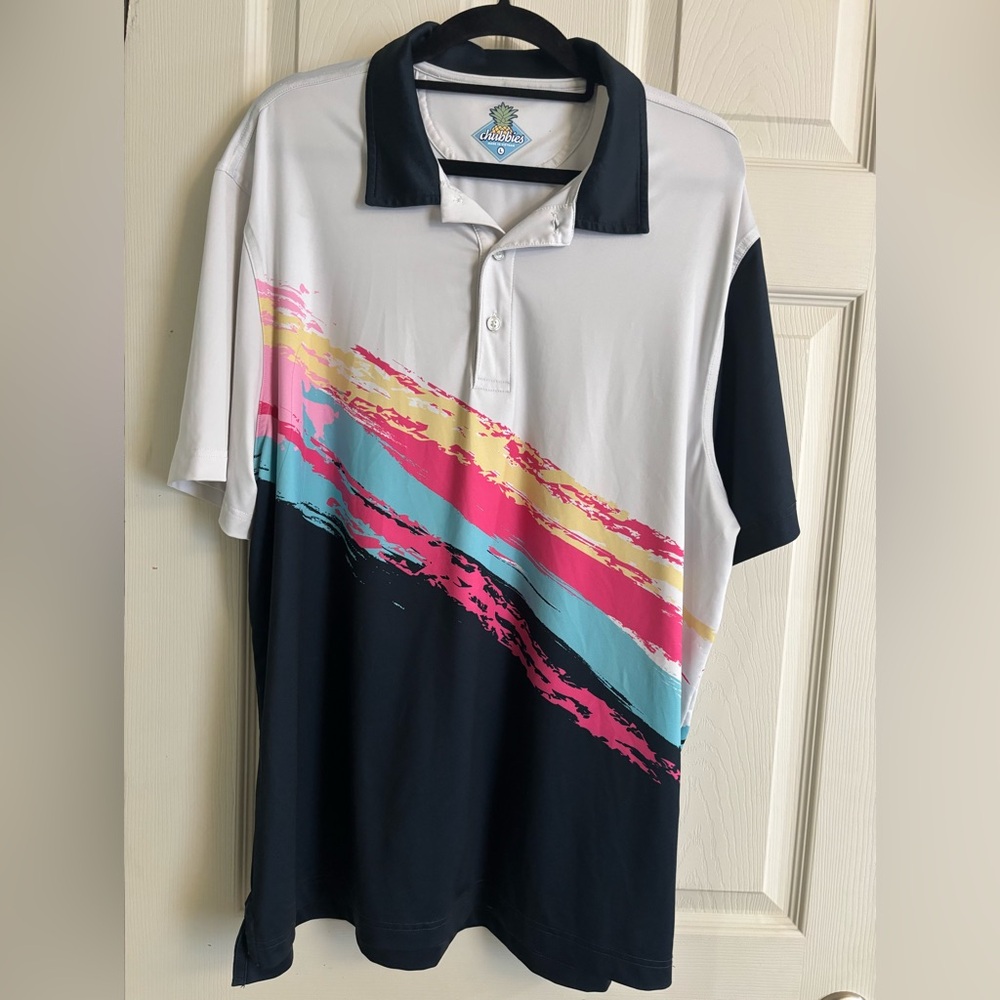 Chubbies Men's Vibrant 90s Multicolor Golf Tennis Activewear Collared Polo Shirt
